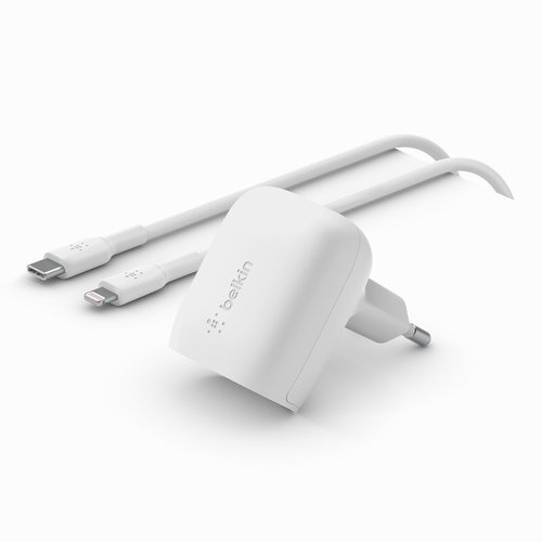 Chargeur Secteur Rapide Double USB-C GaN 65W PD et PPS Compact Blanc - Belkin