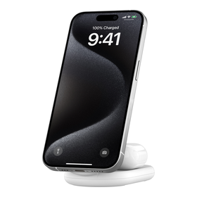 2-in-1 Magnetic Foldable Wireless Charger with Qi2 15W, White, hi-res