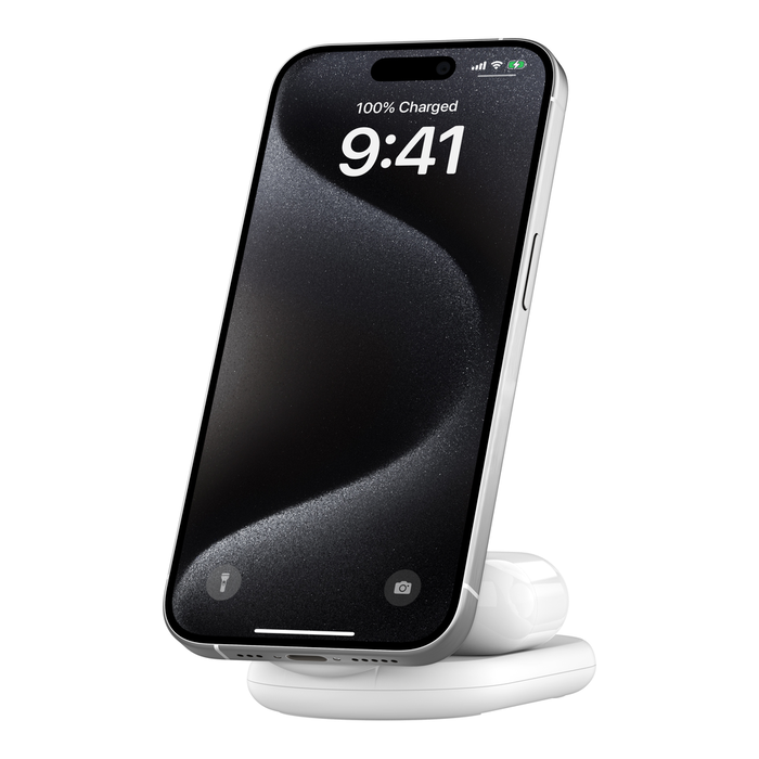 2-in-1 Magnetic Foldable Wireless Charger with Qi2 15W, White, hi-res