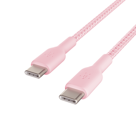 Braided USB-C to USB-C Cable, Pink, hi-res
