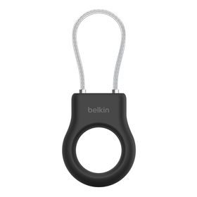 Secure Holder with Wire Cable for AirTag, Black, hi-res