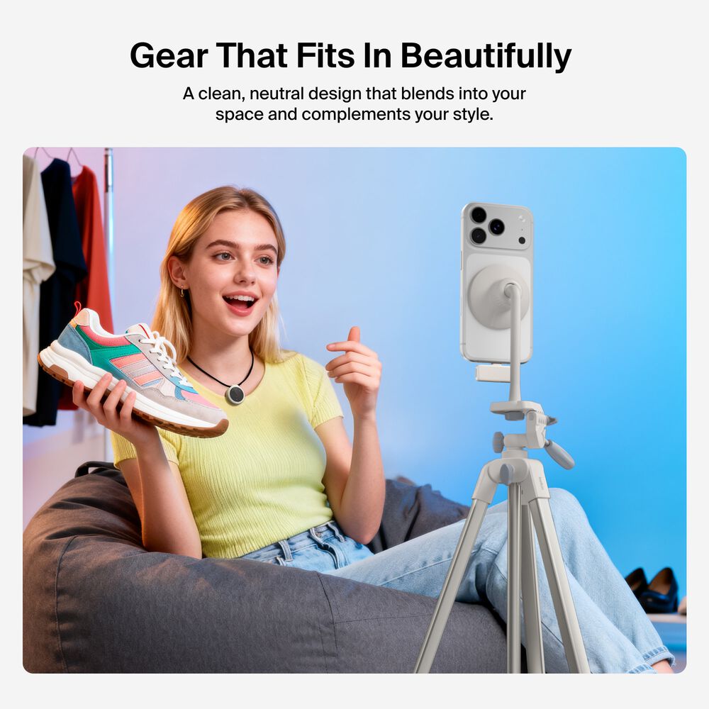 Creator Kit: Tripod, Magnetic Phone Mount & Wireless Mics, Sand, hi-res