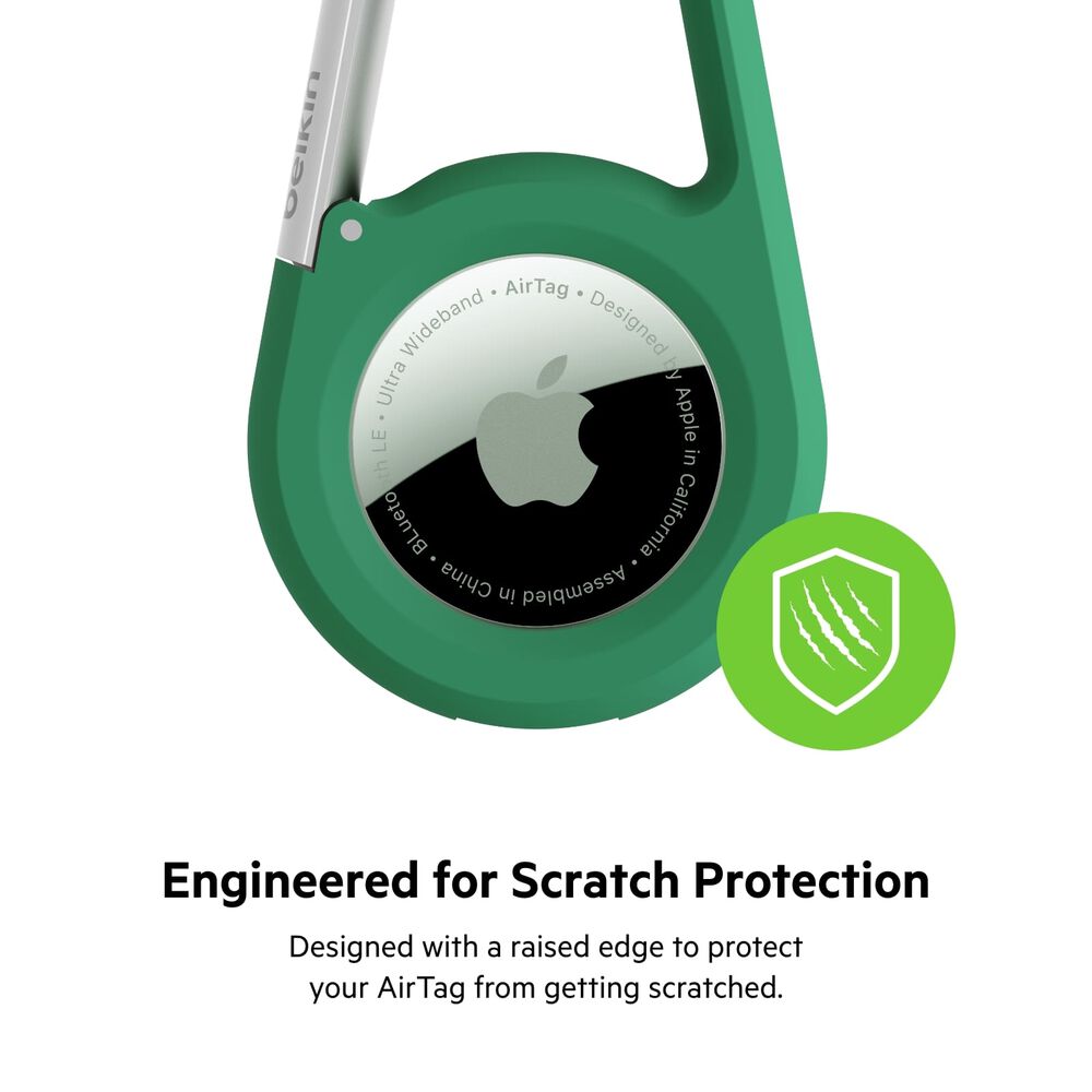 Secure Holder with Carabiner for AirTag, Dark Green, hi-res