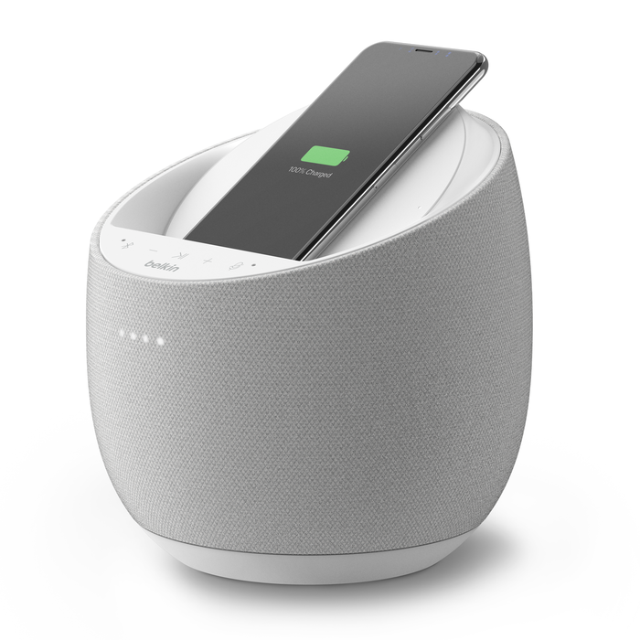 Hi-Fi 智能音箱 + 无线充电器, 白色的, hi-res