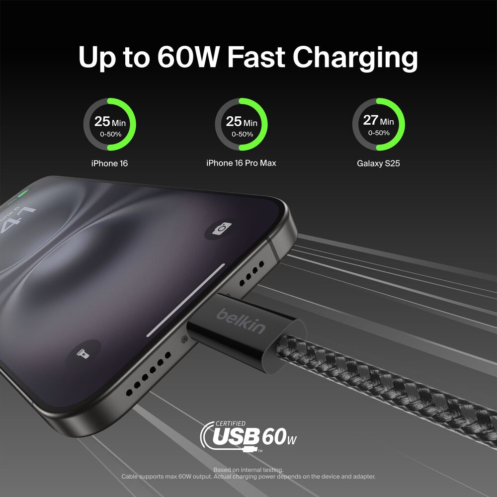 USB-C to USB-C Cable 60W, Black, hi-res