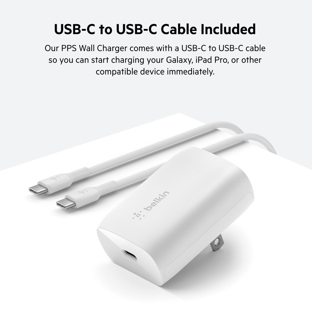 USB-C PD 3.0 PPS Wall Charger 30W + USB-C to USB-C Cable, , hi-res