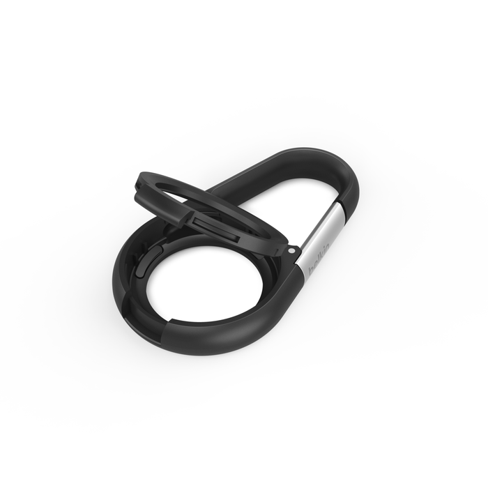 Secure Holder with Carabiner for AirTag, Black, hi-res