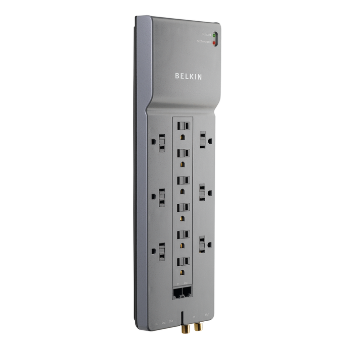12-Outlet Home/Office Surge Protector w/Phone/Ethernet/Coax Protection, , hi-res