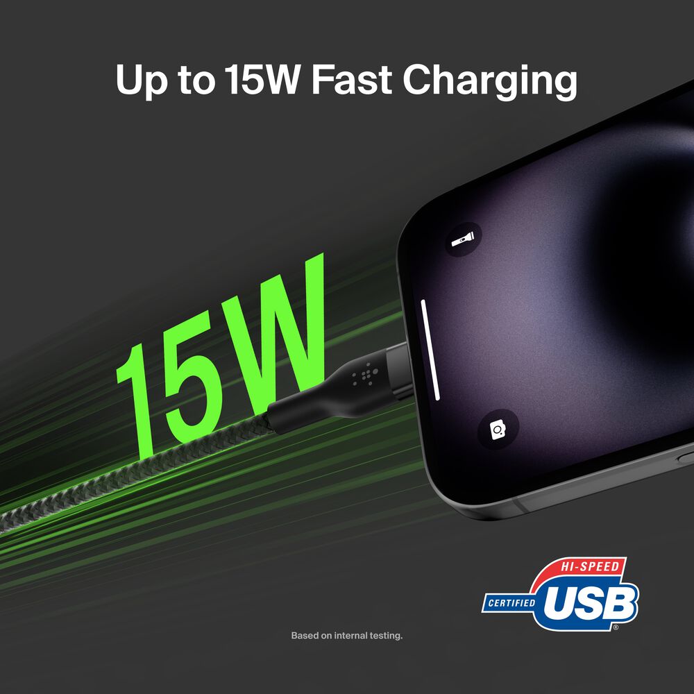 USB-A to USB-C Cable 15W, Black, hi-res