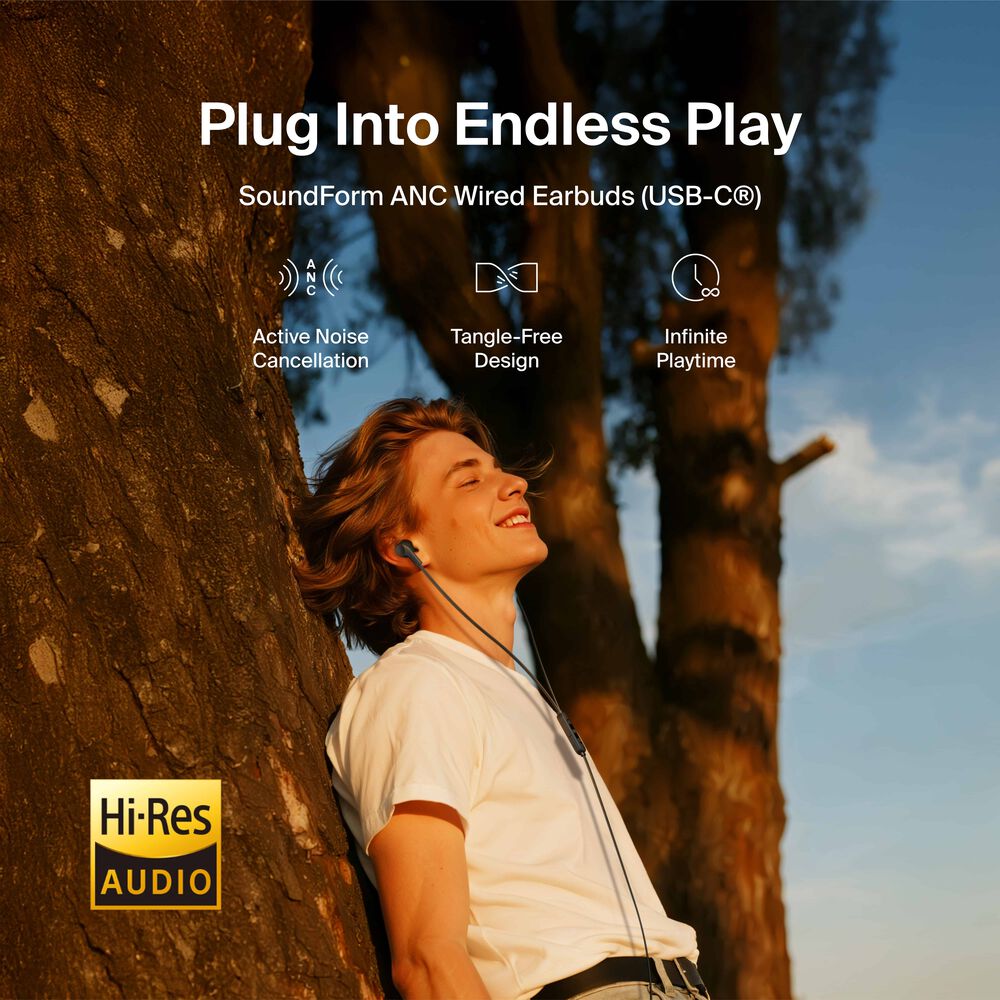 ANC Wired Earbuds (USB-C), Black, hi-res