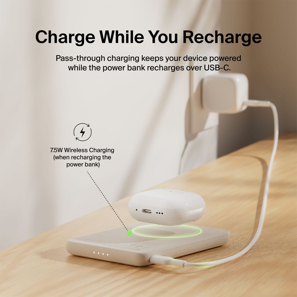 Slim Magnetic Power Bank 5K, Sand, hi-res