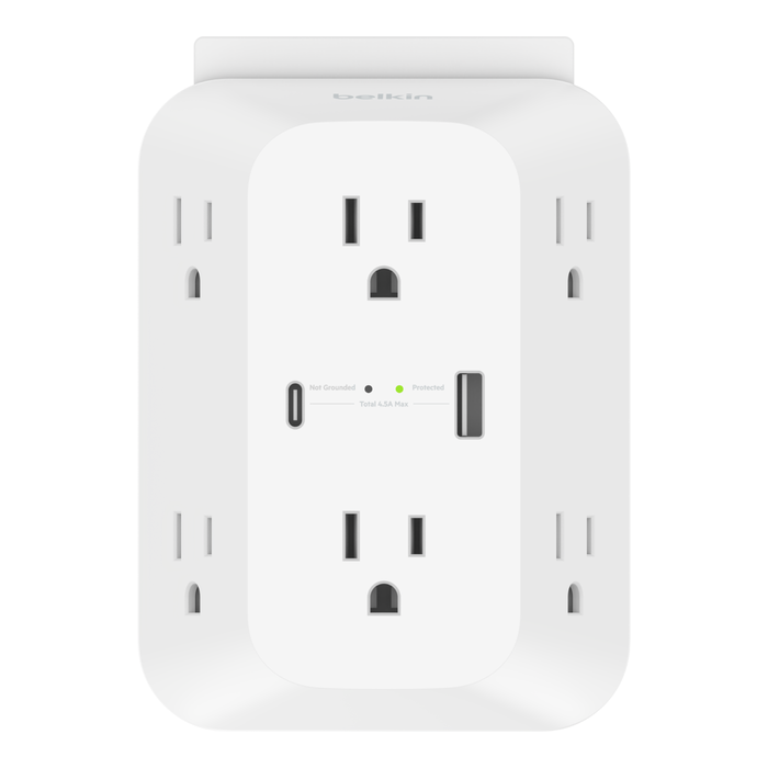 6-Outlet Wall Charger w/ USB-A & USB-C Ports