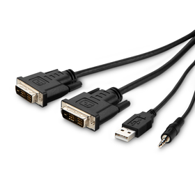 Dual DVI to HDMI High Retention + USB A/B + Audio Passive Combo KVM Cable, Black, hi-res