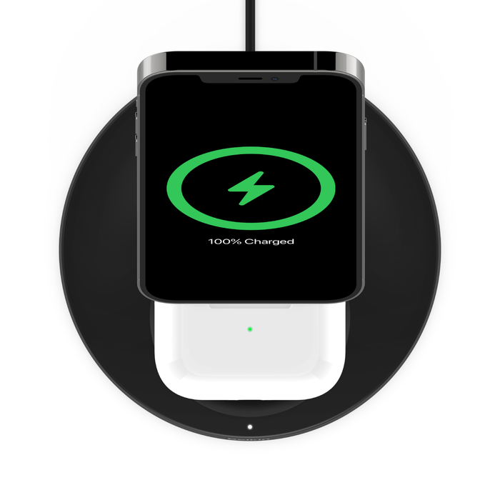 2-in-1 Wireless Charger Stand with Official MagSafe Charging 15W, Black, hi-res