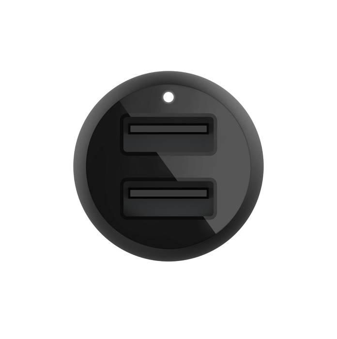 Dual USB-A Car Charger 24W, Black, hi-res