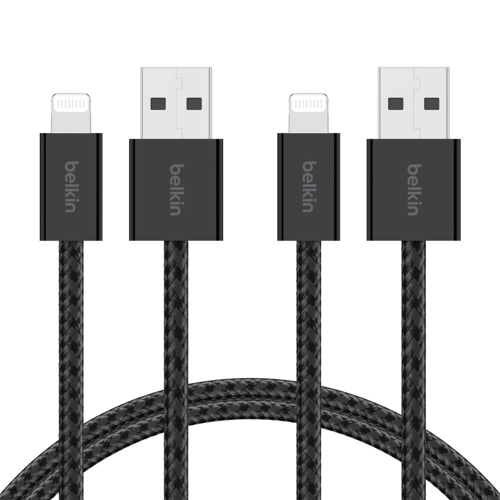 USB-A-kabel met Lightning-connector, 2-Pack, Zwart, hi-res