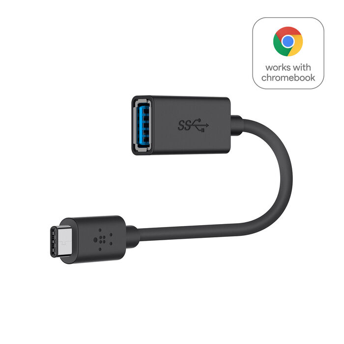 3.0 USB-C 转 USB-A 适配器（经过 Works With Chromebook 认证）, 黑色, hi-res