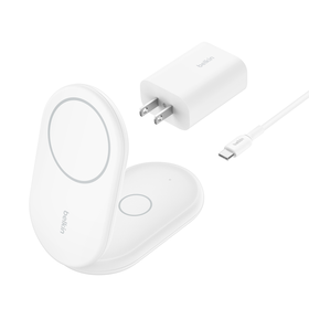 2-in-1 Magnetic Foldable Wireless Charger with Qi2 15W, White, hi-res