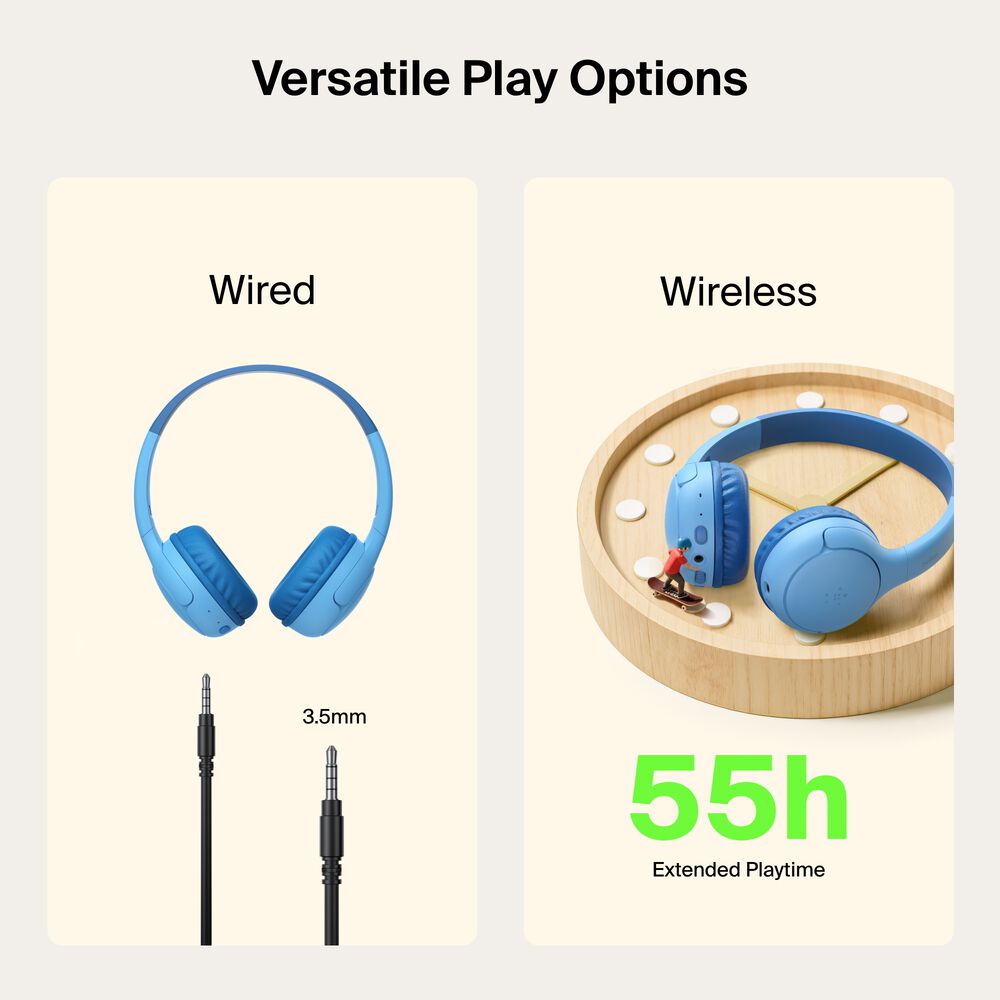Wireless On-Ear Headphones for Kids , Blue, hi-res