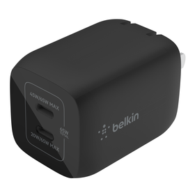 Dual USB-C GaN Wall Charger with PPS 65W, Black, hi-res