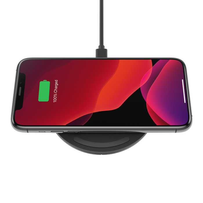 10W Wireless Charging Pad + QC 3.0 Wall Charger + Cable, Black, hi-res