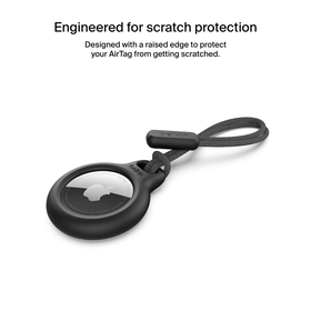 Secure Holder with Strap for AirTag, Black, hi-res