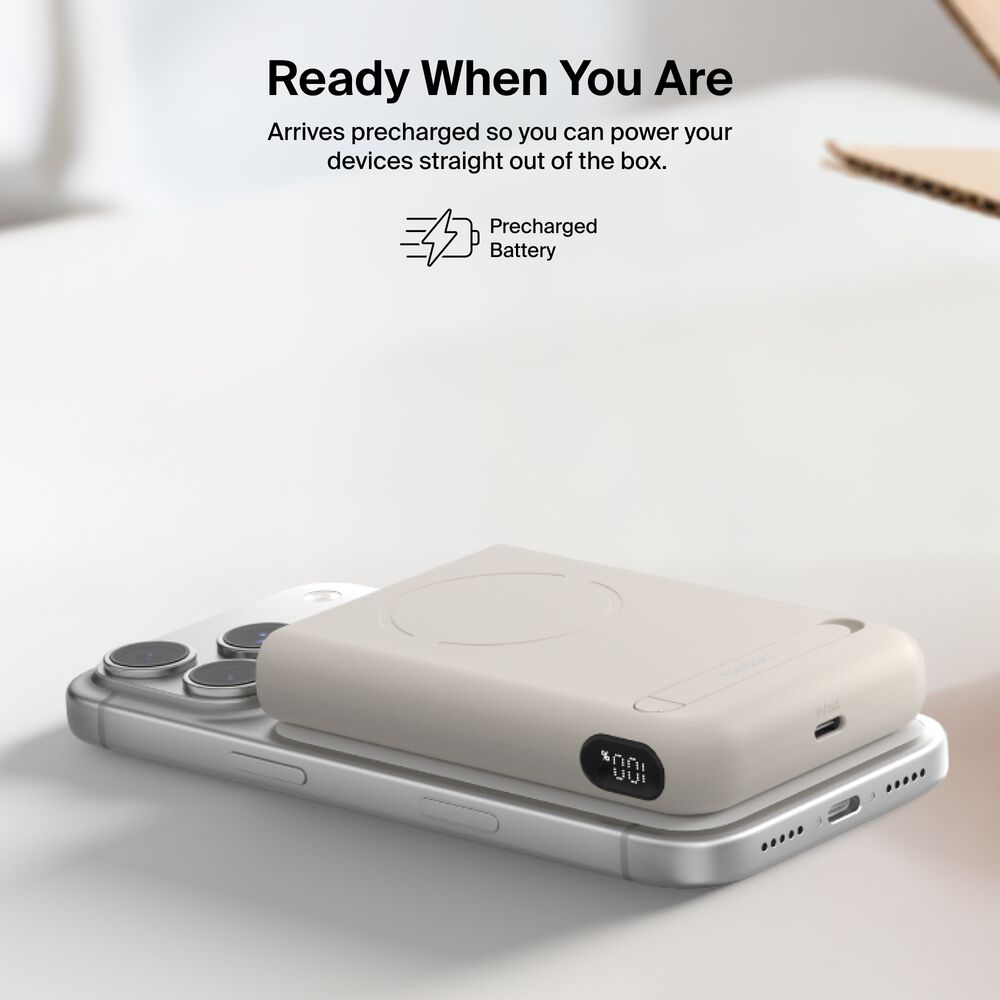 Power Bank 10K with Magnetic Ring, Sand, hi-res