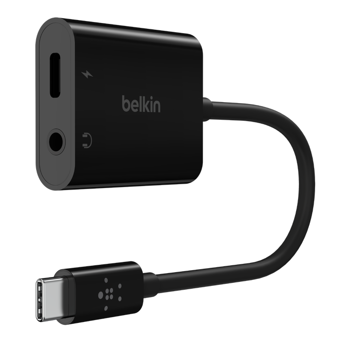 3.5mm Audio + USB-C Charge Adapter, Black, hi-res