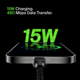 Braided USB-C to USB-A Cable (15cm / 6in, Black), Black, hi-res