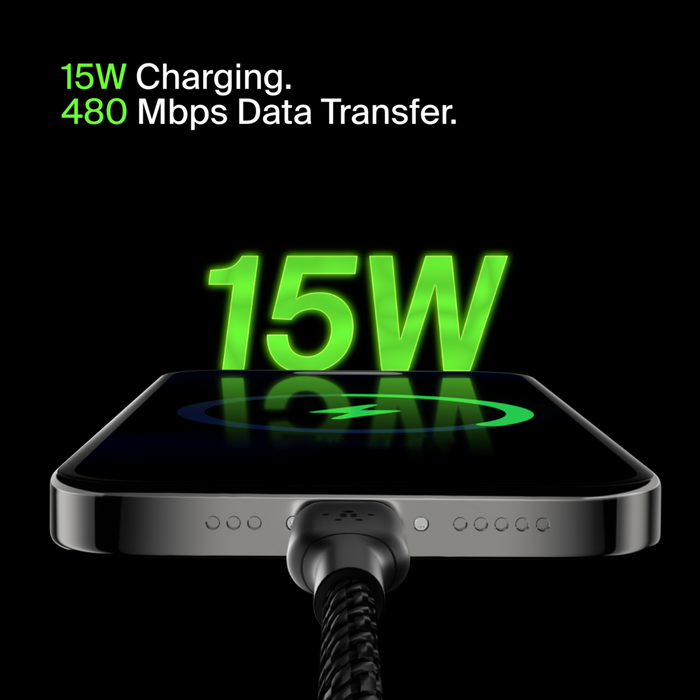 Braided USB-C to USB-A Cable (15cm / 6in, Black), Black, hi-res