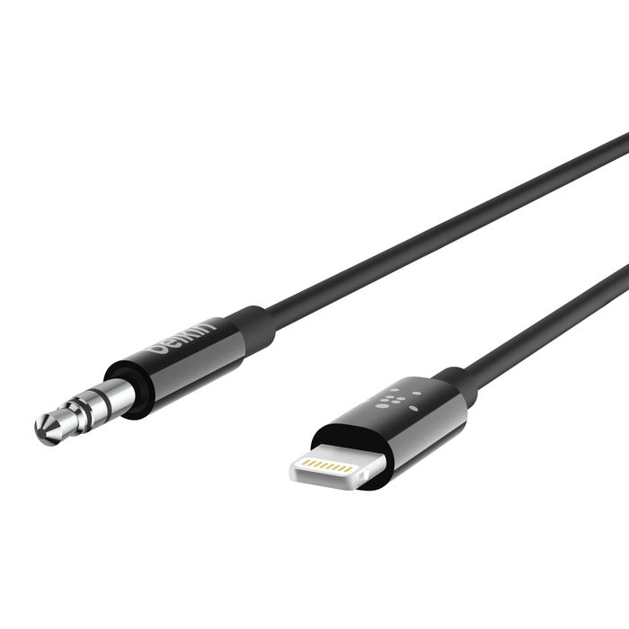 3,5mm-audiokabel met Lightning-connector, Zwart, hi-res