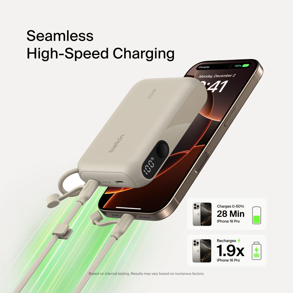 Power Bank 10K with Display, Sand, hi-res