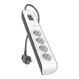 4fach Überspannungsschutz-Steckdosenleiste mit 2-m-Netzkabel, White/Gray, hi-res