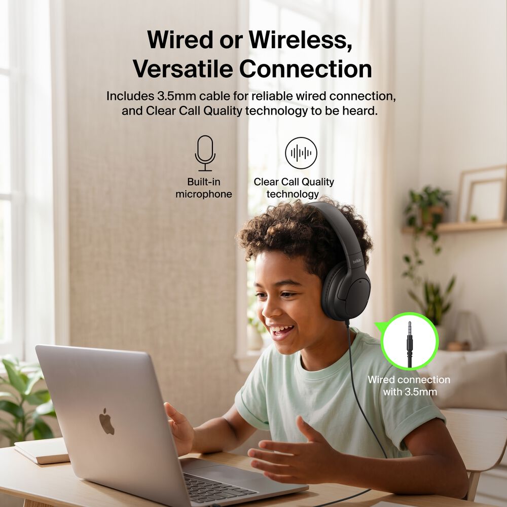 Youth Active Noise Cancelling Headphones, Black, hi-res