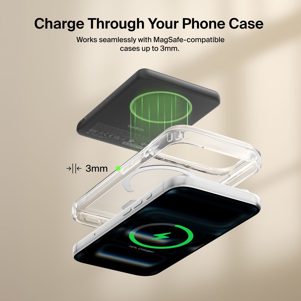 Slim Magnetic Power Bank 5K with Qi2, Black, hi-res