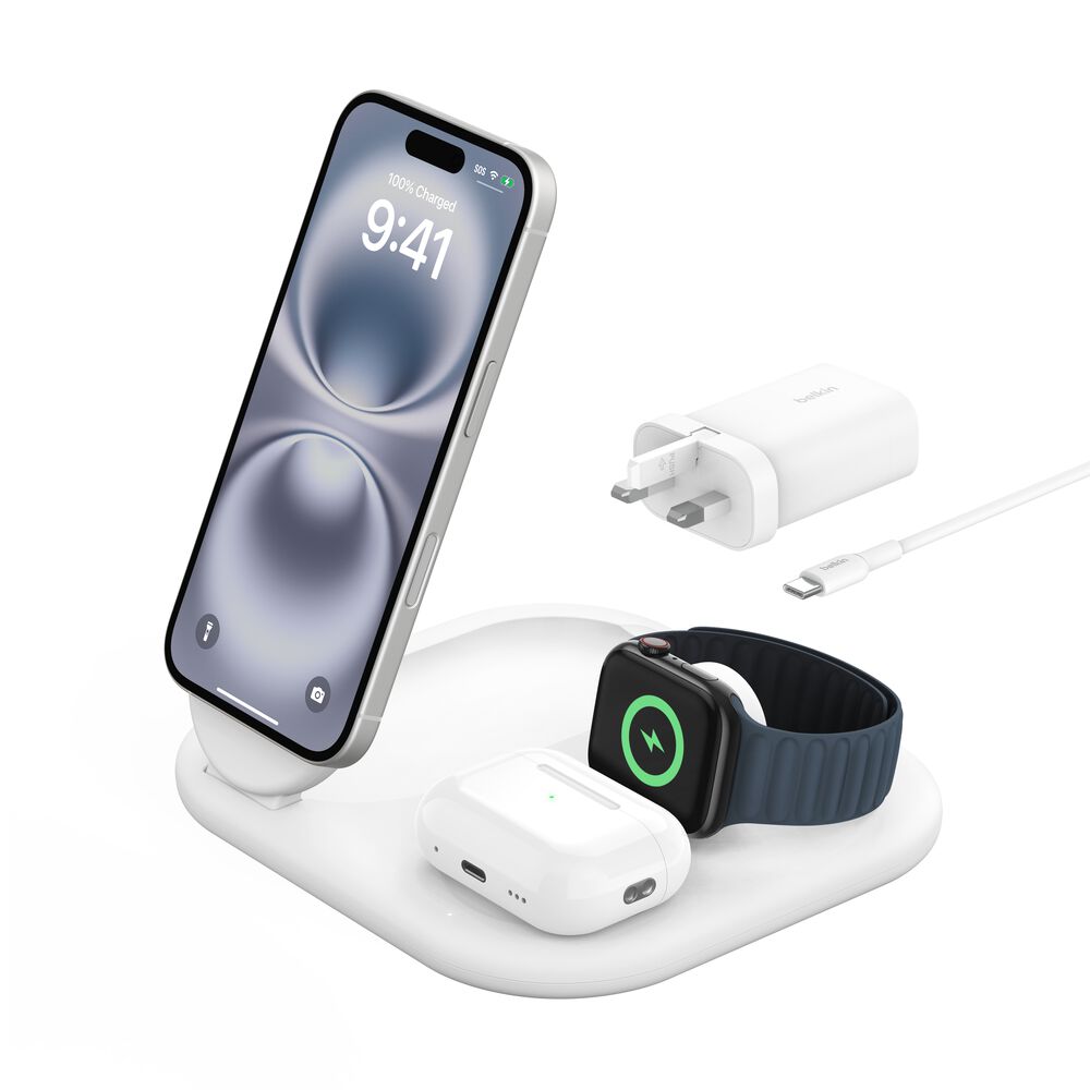 3-in-1 Magnetic Foldable Wireless Charger with Qi2, MagSafe