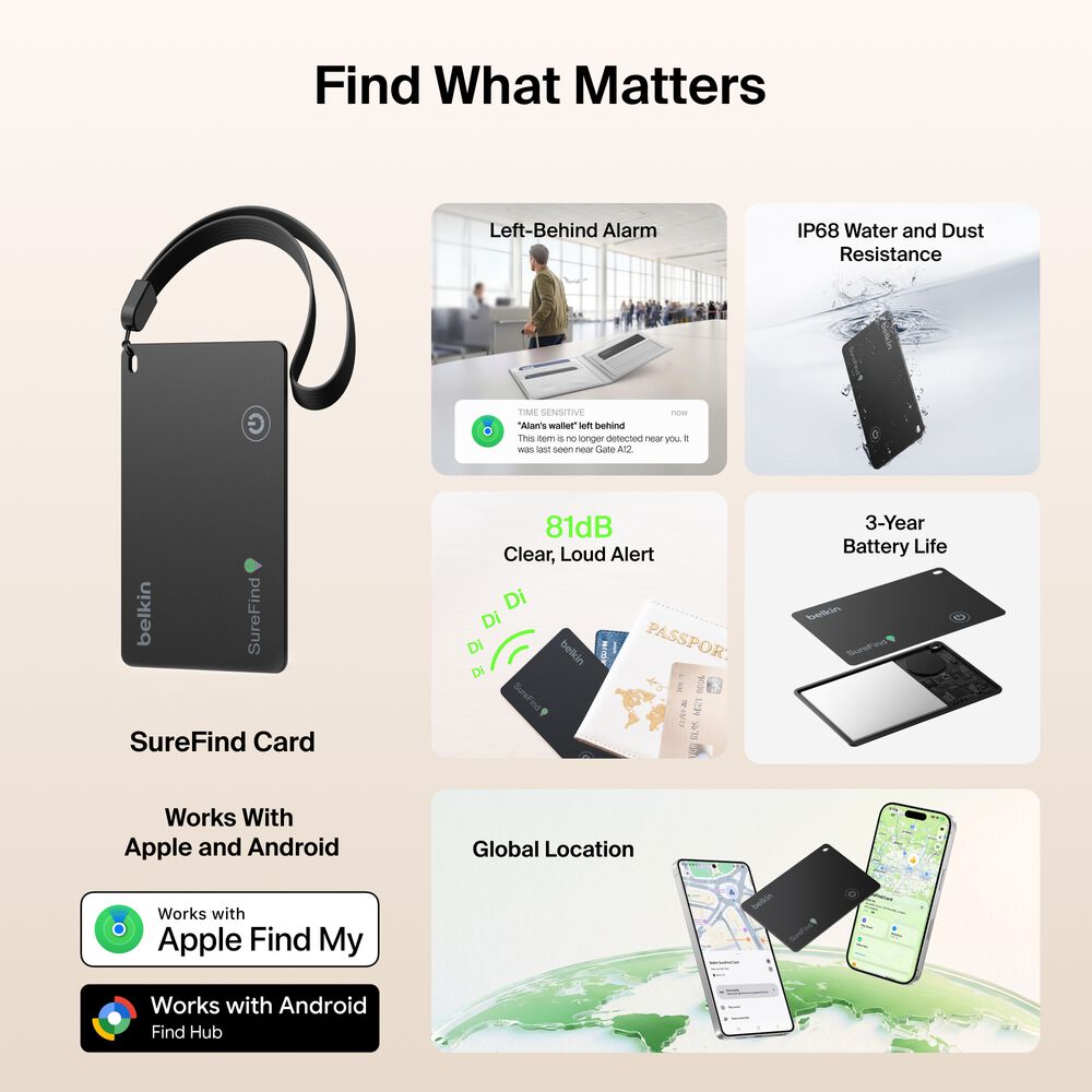 Bluetooth Tracker Card, Black, hi-res