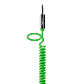 Coiled 3.5mm Aux Cable, Green, hi-res
