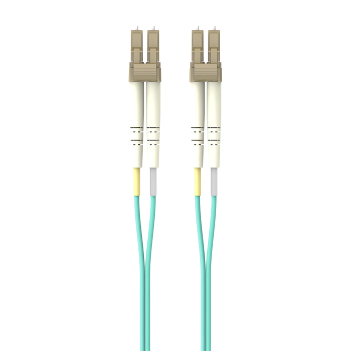 Fiber Optic Cable, 10GB/100GB Aqua Multimode LC/LC Duplex, 50/125 OM4, Aqua, hi-res
