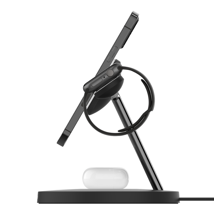 Station de recharge 3-en-1 avec MagSafe (15 W), Noir, hi-res