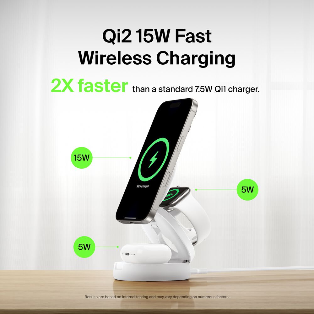 3-in-1 Convertible Magnetic Charging Stand with Qi2 15W, White, hi-res