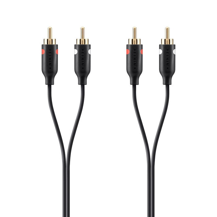 Cable de audio RCA con conectores chapados en oro, Negro, hi-res