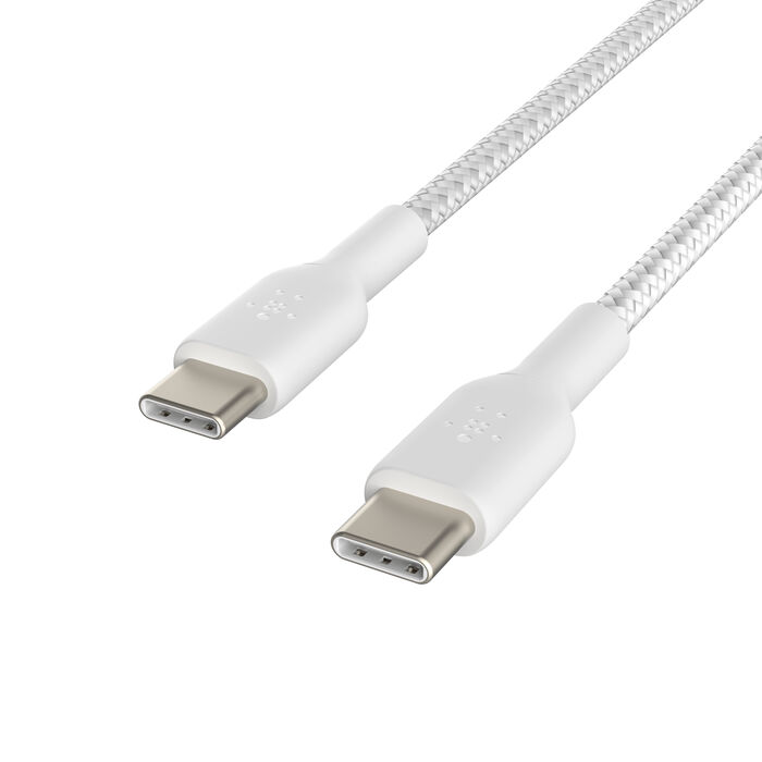 USB-C 至 USB-C 編織充電線纜, 白色的, hi-res