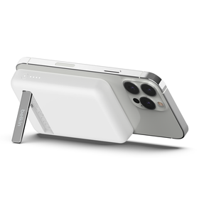Magnetische draadloze 5000mAh-powerbank + standaard , Wit, hi-res