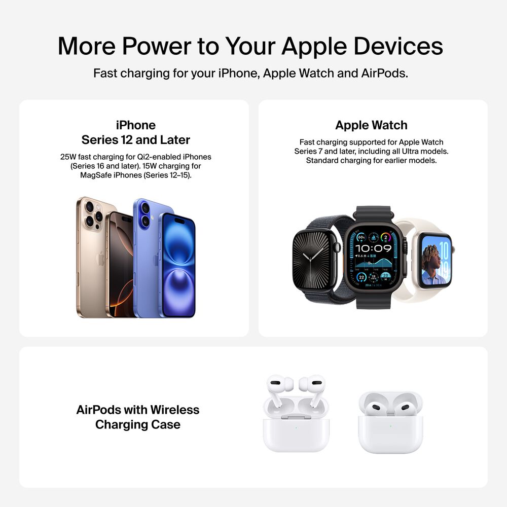 3-in-1 Magnetic Charging Dock with Qi2 25W, Charcoal, hi-res