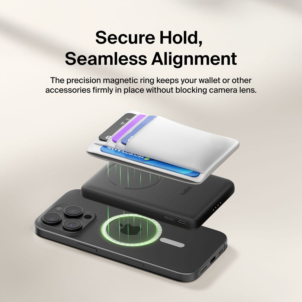 Slim Magnetic Power Bank 5K, Black, hi-res