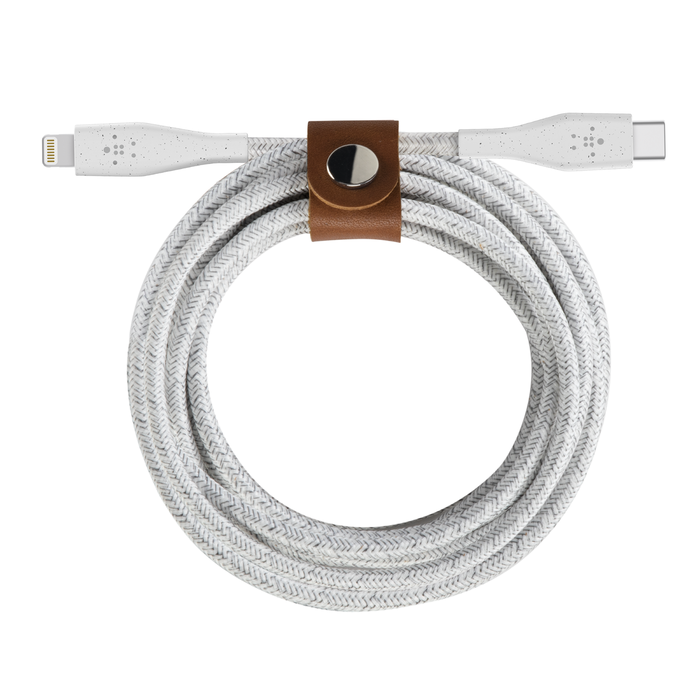 USB-C Cable with Lightning Connector + Strap (made with DuraTek), White, hi-res