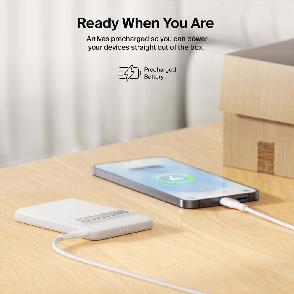 Slim Magnetic Power Bank 5K with Qi2, White, hi-res