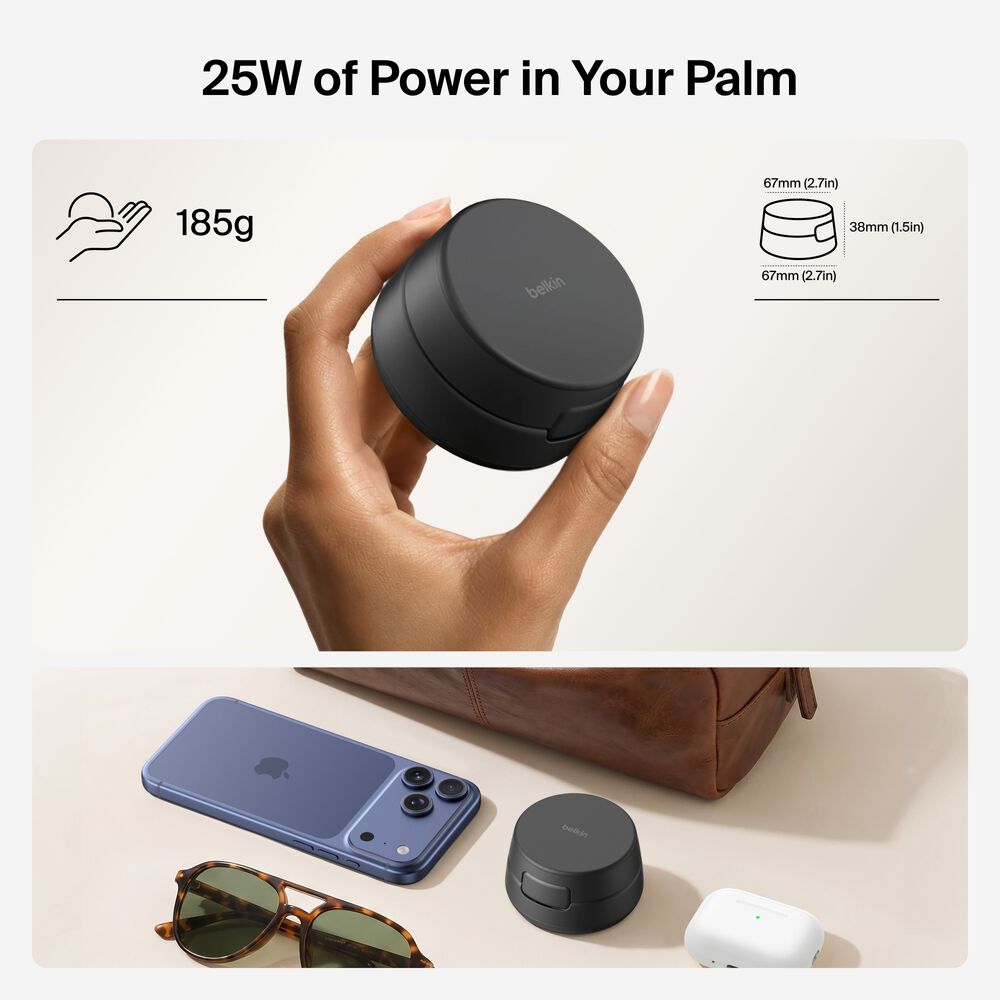2-in-1 Convertible Magnetic Charger with Qi2 25W, Charcoal, hi-res