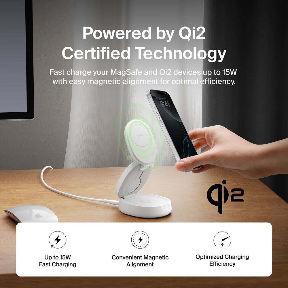 3-in-1 Convertible Magnetic Charging Stand with Qi2 15W, White, hi-res